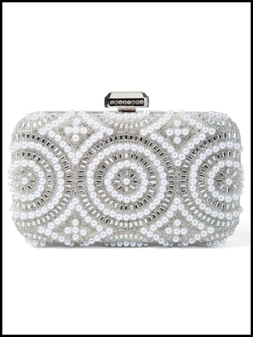 Rhinestone Pearl Evening Clutch Purse with Chain Crossbody Shoulder Bag